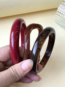 3件組時尚復古波希米亞風粗款多色壓克力手環，適合女性、情侶、派對、日常配戴，奢華高端 - 彩色 - 查看 4