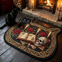 1 buah Keset Buku Ajaib Tengkorak Kucing Hitam, Halloween, Karpet Kecil Gaya Gotik, Karpet Panjang, Alas Lantai, Dekorasi Rumah, Karpet Area, Alas Luar Ruangan, Dekorasi Rumah, Karpet Area, Karpet Kamar Tidur, Karpet yang Dapat Dicuci - MultiWarna - View 3