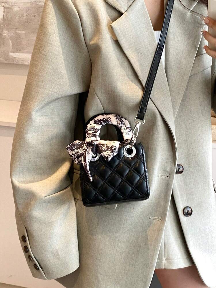 Nuevo bolso de mano, bolso bandolera mini cuadrado de seda bordado de moda - A - Añade 5