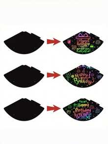 72/36pcs Scratch Art Party Hat Set, Cone Hats With Elastic Cords And Scratch Pens, Fun Colorful Scratch Paper, DIY Creative Craft, Creative Decoration And Group Interaction, Birthday Party Hats, Suitable For Adult Party Supplies, Gifts, Bridal Shower - Multicolor - View 7