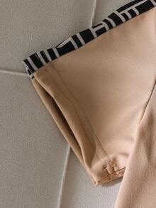 2pcs Young BoySummer Round Neck Short Sleeve Shorts Set, Fashionable Casual Minimalist - Khaki - View 5