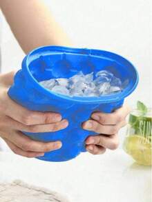 1pc Silicone 2-In-1 Ice Maker, Portable Ice Bucket And Ice Tray With Lid, Space-Saving Freezer Ice Making Tool, Summer Essential, Cocktail Cold Drink Bar Accessory, Home Bar, RV, Dormitory Essential Kitchen Gadget, Suitable For Halloween, Thanksgiving, Christmas - Multicolor - View 2
