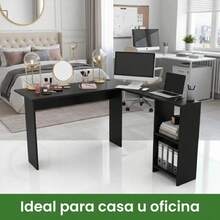 Escritorio en L minimalista negro para home office sin logotipos - Negro1 - Ver 6