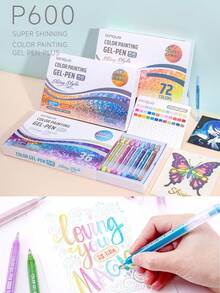Languo 3D Planner Pen - 216 Colors Acrylic Gel Pen Set & 48 Colors Metallic Finish & 4 Gift Box Packaging (24/36/54/72 Colors) Op, First Day Of School - Multicolor - View 2