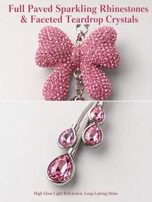 Ornamenti da auto di lusso con fiocco di strass, decorazione per specchietto retrovisore con nappe di cristallo a goccia d'acqua, ciondolo decorativo accattivante per interni auto da ragazza - A - Visualizzare 5