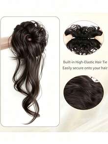 Korean Style Rich Girl Bun Hair Extension Hair Scrunchie For Women, Extra Long Fluffy Side-Swept Bun Hair Piece, Volume Enhancing Hair Bun - Multicolor - View 2