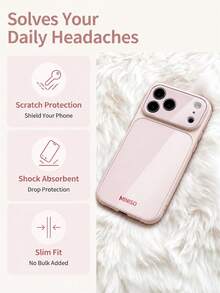 MINISO 官方授權壓克力雙鏡大窗手機殼 1入，情人節簡約純色商務防摔萬用雙層保護，適用 Apple AIR/17ProMax/17Pro/17/15ProMax/15Pro/15Plus/15/XSMax/XR/X/7Plus/7/16ProMax/16Pro/16Plus/16/14ProMax/14Pro/14Plus/14/13ProMax/13Pro/13/12ProMax/12Pro/12/11ProMax/11/15ProMax 系列 - 粉色 - 查看 3