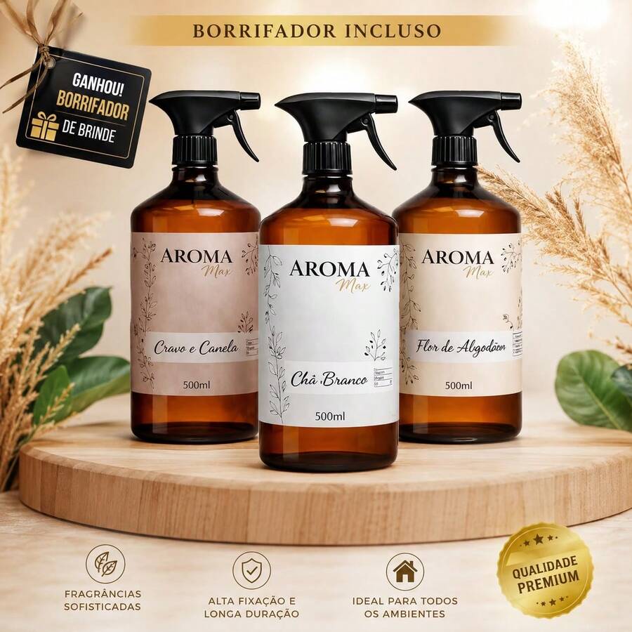 Água Perfumada 500ml p/ Lençóis, Roupas e Tecidos + Borrifador Aromatizador de ambiente - Flor de cerejeira - Visão 1