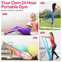 1 buah Pita Resistensi Warna Pink/Biru/Ungu, Pita Latihan Elastis, Cocok Untuk Olahraga, Yoga, Pilates, Latihan Kekuatan - MultiWarna - View 5