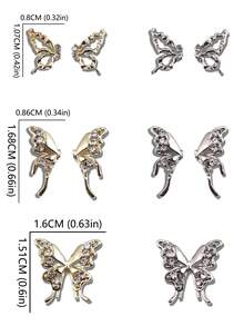 10pcs Nail Art Nail Y2K Charm Sweet Cool Style Nail Accessories Three Dimensional French Butterfly Shining Nail Gem DIY Nail Shop Special, Suitable For Beautiful Women's Exclusive Charm And Heartbeat - Multicolor - View 6