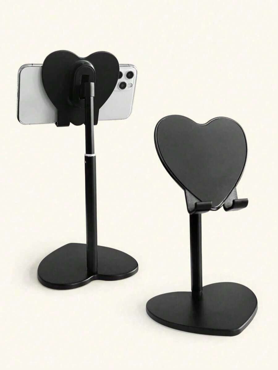 2026 New Model: Heart-Shaped Metal Desktop Stand ABS | Aluminum Alloy Portable Phone Tablet Holder | 360° Rotatable Adjustable Angle | Suitable For Desk, Bedside Table Or Car | Fashionable Cute Practical, Slouchy Person Essential, Hands-Free Easy Use | Popular Desktop Decor, Make Daily Life More Convenient And Interesting