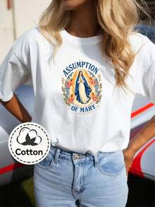 T-shirt unisexe en coton avec imprimé "Angel Virgin", 100% coton, manches courtes, coupe ample, col rond - Noir - Voir 7