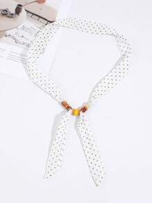 1 pezzo Sciarpa lunga in seta con perline alla moda da donna, nastro per legare borse, fascia per capelli, accessorio regalo, sciarpa di qualità premium, accessorio per capelli, adatto per uscite casual quotidiane - Multicolore - Visualizzare 9