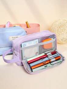 1 pieza Estuche para lápices de gran capacidad y multifunción para estudiantes, bolsa portátil de gran tamaño para bolígrafos, caja de almacenamiento, regalo de vuelta a la escuela, primer día de escuela - Multicolor - Ver 5