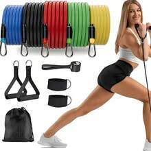 Bộ dây kháng lực kèm mỏ neo cửa, tay cầm, túi đựng, dây đeo chân và cổ chân, phù hợp cho tập luyện kháng lực, thể hình, tập tại nhà - A - Xem 5