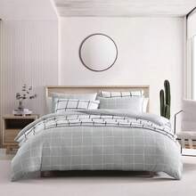 Queen Size Zander Microfiber Duvet Cover Set |   White Cityscape Urban Modern Bedding |   Ultra Soft Double Brushed Hotel Quality |   Wrinkle Free Stain Resistant Hypoallergenic |   Machine Washable Easy Care All Season Breathable - White - View 10