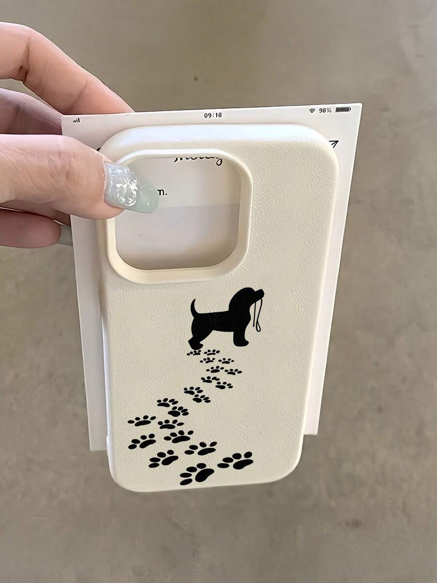 1 pieza Funda de teléfono TPU blanca con estampado de huella de perro minimalista personalizada, a prueba de golpes y de cobertura completa, compatible con Apple 17 16 15 14 13 12 11 Pro Max Air y Series - Multicolor - Ver 1