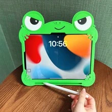 Lolla 1pc Cute Frog Silicone Protective Case Compatible With Ipad 7/8/9 Tablet Shell 2022 Apple Air 5/4/3 9th Gen 10.2 Pro 11 Full Coverage 2025 New Air 6/A7/8/9/11/() Pad SE 11 Inch/ Matepad SE 11 Inch - Green - View 7