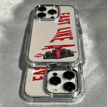 1pc Racing Pattern Black & Silver Phone Case Compatible With Apple Phones - Multicolor - View 2