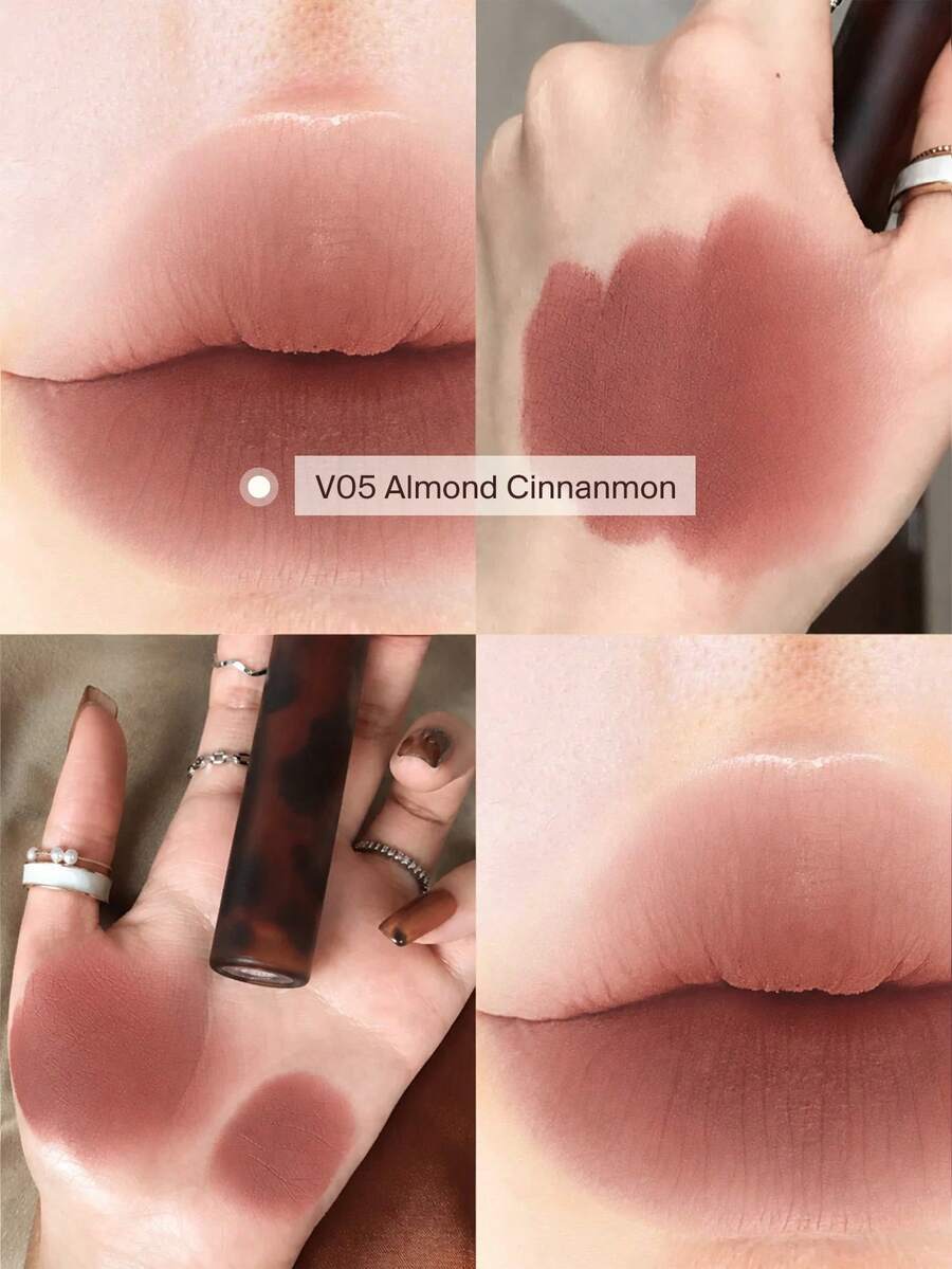 JOOCYEE 不粘杯蓬松哑光唇彩 #V05 杏仁肉桂色,丝绒奶油质地,持久唇彩 - V05 Almond Cinnamon - 查看 1