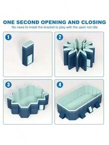 Foldable Rectangular Family Swimming Pool, Large No-Inflation Above-Ground Pool With Sturdy Ladder, Durable Outdoor Backyard Pool For Kids, Adults And Pets, Summer Water Party Fun - C - View 6