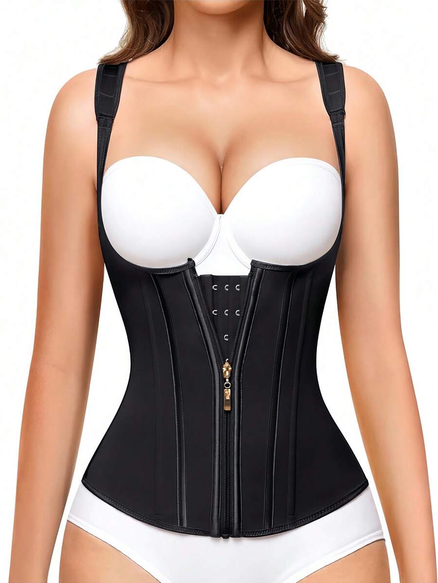 Women's Fitness Training Dance Yoga Sports Waist Tightening Band, Adjustable Shoulder Strap Zipper Hook Slimming Minimalist Waist Shaping Belt, Chest Lift Abdominal Compression Tank Top, Sports Accessories Fitness Essential