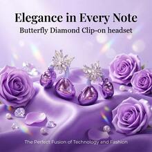 2026 New Fashion Butterfly Ear Clips Pink Clip-On Bluetooth 6.0 Earphones Open-Ear Wireless Women's Headphones Non-In-Ear Ear Clip Headphones Fashion Luxury Electroplated HiFi Heavy Bass Long Battery Life Compatible With Iphone Halloween Gift - View 4