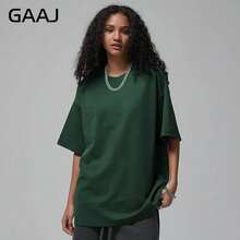 T-shirt surdimensionné 100% coton pour femmes, manches courtes, uni, tee-shirt Y2k, t-shirts hip hop, amples, vêtements pour hommes et femmes, streetwear, tenues de vacances. - Vert - Voir 1