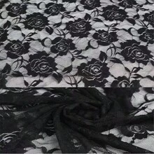 1pc Heavy Duty Rose Lace Mesh Fabric, 3D Embroidered Handmade DIY Mesh Cloth - Black - View 2