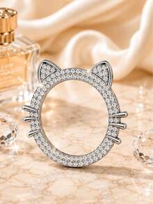 1pc Cat Ear Rhinestone Car Engine Start/Stop Button Ring, Shiny Crystal One-Touch Start Button Decorative Cover Sticker, Cute Sweet Female Car Accessory - Cute Cat Ears - View 9