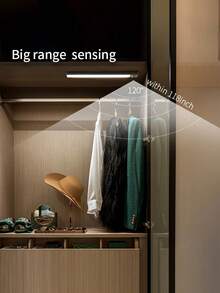 1pc Wireless LED Motion Sensor Light, 3 Color Modes, USB Rechargeable, Ultra-Thin Smart LED Cabinet Light With Charging Cable, Suitable For Cabinet, Kitchen, Bedroom, Stair Lighting - White - View 6