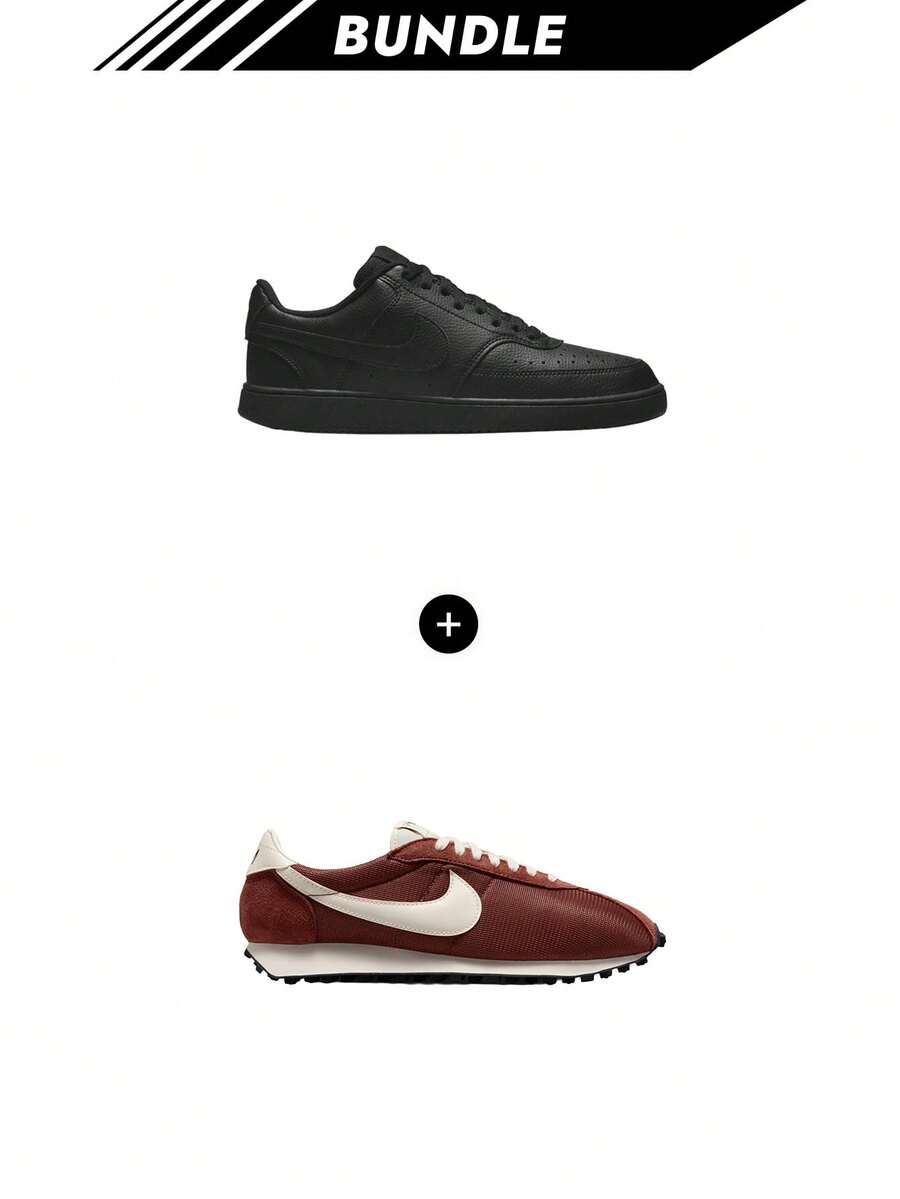 [Bundle] Court Vision Court Vision Men's Sneakers Black/Black/Black DH2987-002 + NIke LD-1000 Shoes Red / Sepia / Sail HJ4687 - Black+Red - View 1