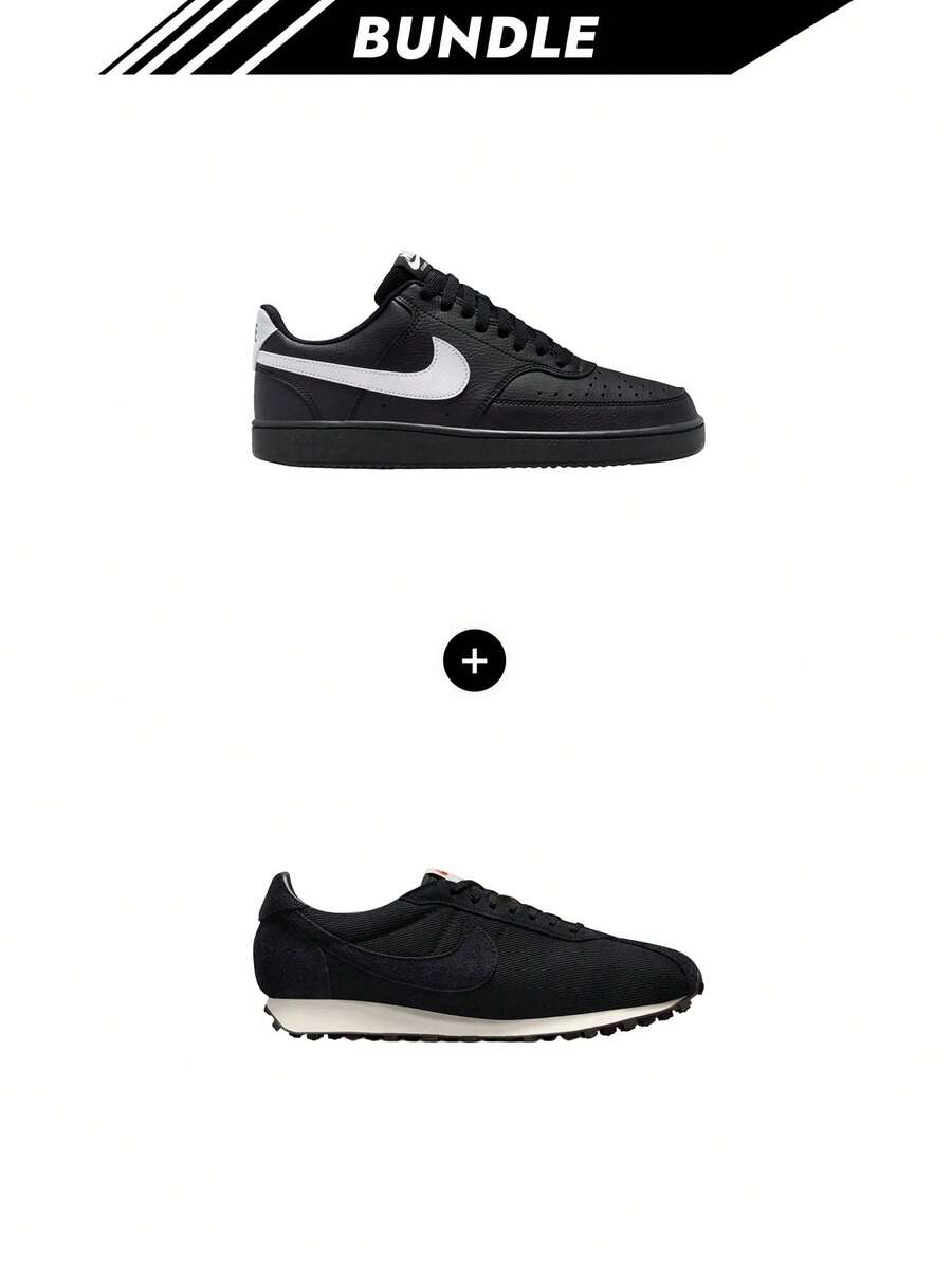 [Bundle] DUNK Court Vision Men's Sneakers Black/Black/White FZ0630-010 + NIke Ld-1000 Men's Casual Sneakers Black HQ4044 - Black+Black - View 1