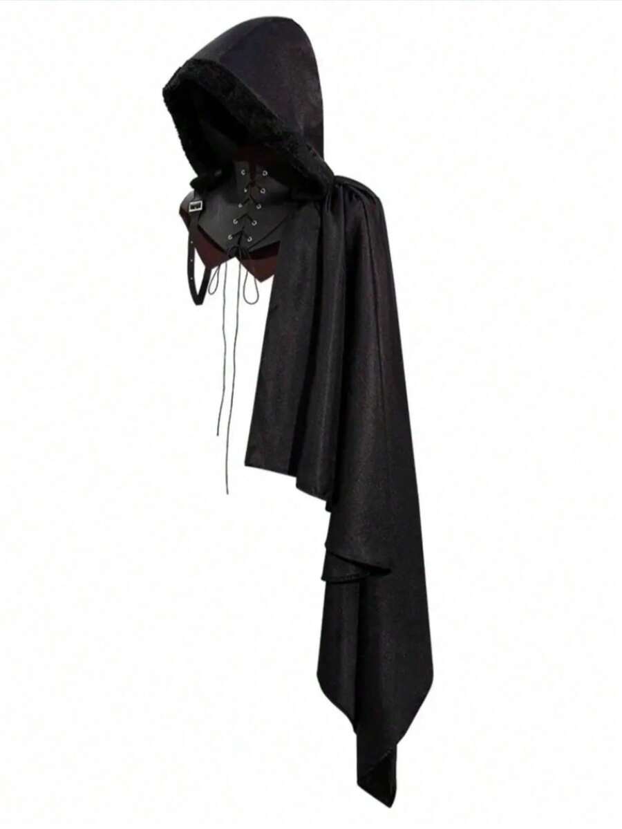 1pc Ball Of Death Costume, Cape, Medieval Hooded Cloak, Wizard Robe – For Role-Playing At Parties - Multicolor - View 1