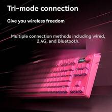 AULA Wireless 3-Mode Keyboard Side-Printed Non-Fading RGB Backlit Mechanical Feel Gaming Keyboard Office Gaming Esports Keyboard/Mouse Combo Wireless Bluetooth Wired Keyboard/Mouse - View 6