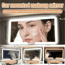 LED Detachable Car Makeup Mirror With Light - Convenient Passenger Side Interior Vanity Mirror, Suitable For Quick Touch-Ups, Compatible With Various Vehicles, Car Mirror Hanging Accessory - A - 查看 1