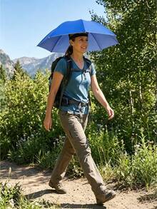 Hands-Free Wearable Umbrella Hat With Fixing Rope, Multi-Functional Elastic Headband Design, Foldable And Portable Sun Shade Hat For Fishing, Gardening, Hiking, Daily Outings, Outdoor Travel, Beach Foraging, Hands-Free Sun Protection - Multicolor - View 6