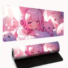 Features A Pink-Themed Anime Girl Design; Suitable For Use As A Large Mouse Pad, Keyboard Mat, Or Non-Slip Home/Office Desk Mat. It Utilizes High-Definition Color Printing, Is Designed Specifically For Esports Gaming, And Features Durable Stitched Ed - Mouse Pad - View 13