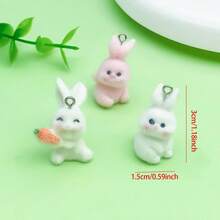 2/5pcs Flocked Resin Rabbit Charms 3D Bunny Pendants With Metal Loops For DIY Bracelet Necklace Keychain Jewelry Making Supplies - Multicolor - View 4