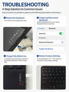 AKKHOO Wireless Keyboard With Touchpad, Rechargeable, Compatible With Ipad Tablets - Black - View 12