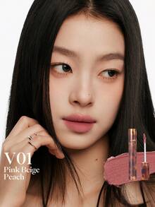JOOCYEE 哑光丝绒唇彩，#V01 粉米蜜桃色，蓬松丝绒奶油质地，持久唇彩 - #V01 粉棕白桃 - 查看 2