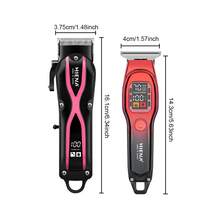 HIENA Juego de 2 piezas de cortadora de pelo profesional, juego de recortadora inalámbrica en forma de X en negro dorado & negro rosa, pantalla digital LED de batería, carga rápida Tipo-C, cuchillas de acero al carbono afiladas, 8 peines limitadores & juego completo de accesorios de capa de barbero, larga duración de batería para salón y hogar, corte de pelo degradado - Multicolor - Ver 3