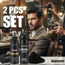 Adglamful 30g Large Capacity Nozzle Hair Fiber Powder With 120ml Styling Lock Spray 2-In-1 Set, Natural Scalp Fit For Thick Hair Volume, Matching Styling Water Strong Hold Anti-Sweat Anti-Fly Powder, Quick Hair Filling And Styling Portable Combo Set - Hair Styling Kit - View 1
