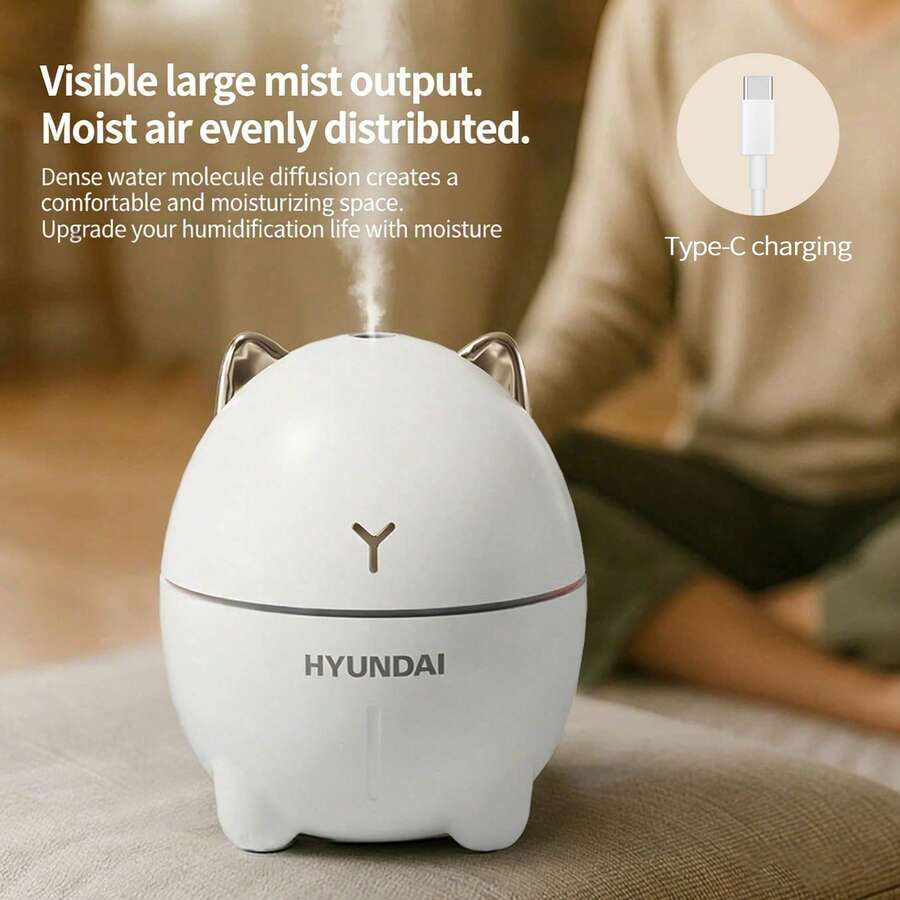 HYUNDAI DDM-1 Aroma Diffuser Humidifier – Humidification + Aroma Diffuser In One | 200ml Large Capacity, High Mist Output, Quiet Operation | Supports Essential Oil Diffuser | 6-Hour Timer, Ambient Night Light | Suitable For Dormitories/Offices/Bedrooms - View 1