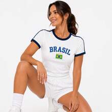 BabyLook Women's Embroidered Brazil Shirt Without State - 白色 - 查看 3