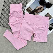 Women's 2-Piece Waist-Cincher Pants Set - High-Waisted Slim Fit Design, Tummy Control And Butt Lift Sports Pink - Pink - View 3