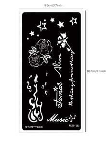 STARTTOOS 2PCS(Tattoo Stencil + Tattoo Dye) Hollow Floral Butterfly Feather Word Phrase Pattern Nail Art Tattoo, Suitable For Hands, DIY Painting, Ink, Reusable Mehndi Design Stencil Ink - Red - View 9