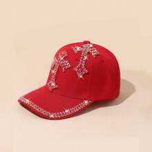 Breathable Full Hole Black Baseball Cap, Rhinestone Embellished Soft Sports Hat With Curved Extended Brim For Outdoor Running Fishing Daily Commute - A - View 12