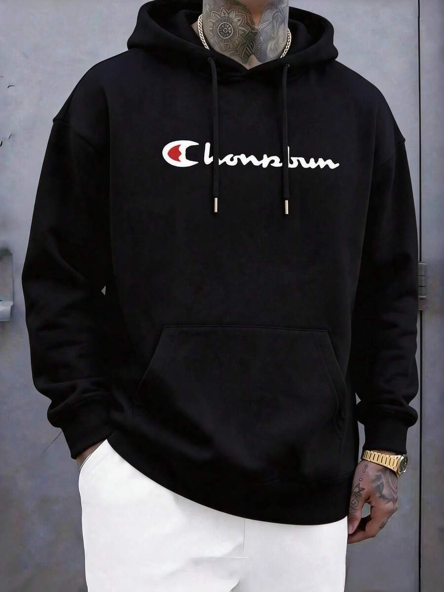 Impala alta calidad, sudaderas para hombres, y2k, ropa de hombre, sudadera negra, manga larga de otoño e invierno, con cordón y bolsillos, ideal para gym, casual y diario - Negro - Ver 1