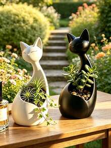 1pc Multifunctional Cat-Shaped Storage Decor, Can Be Used As A Vase. Multi-Purpose Plant Pot And Key Storage Box, 2-In-1 Resin Desktop Organizer, Creative Succulent Planter, Entryway Key Holder, Minimalist Home Decor - A - View 1